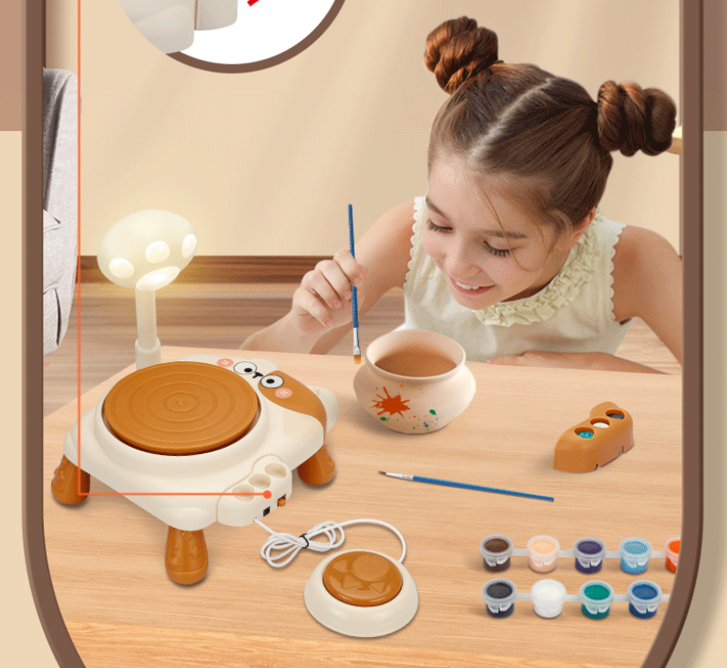 Cute Cat Pottery Wheel Machine – Kids DIY Clay Craft & Art Set | Ages 8+