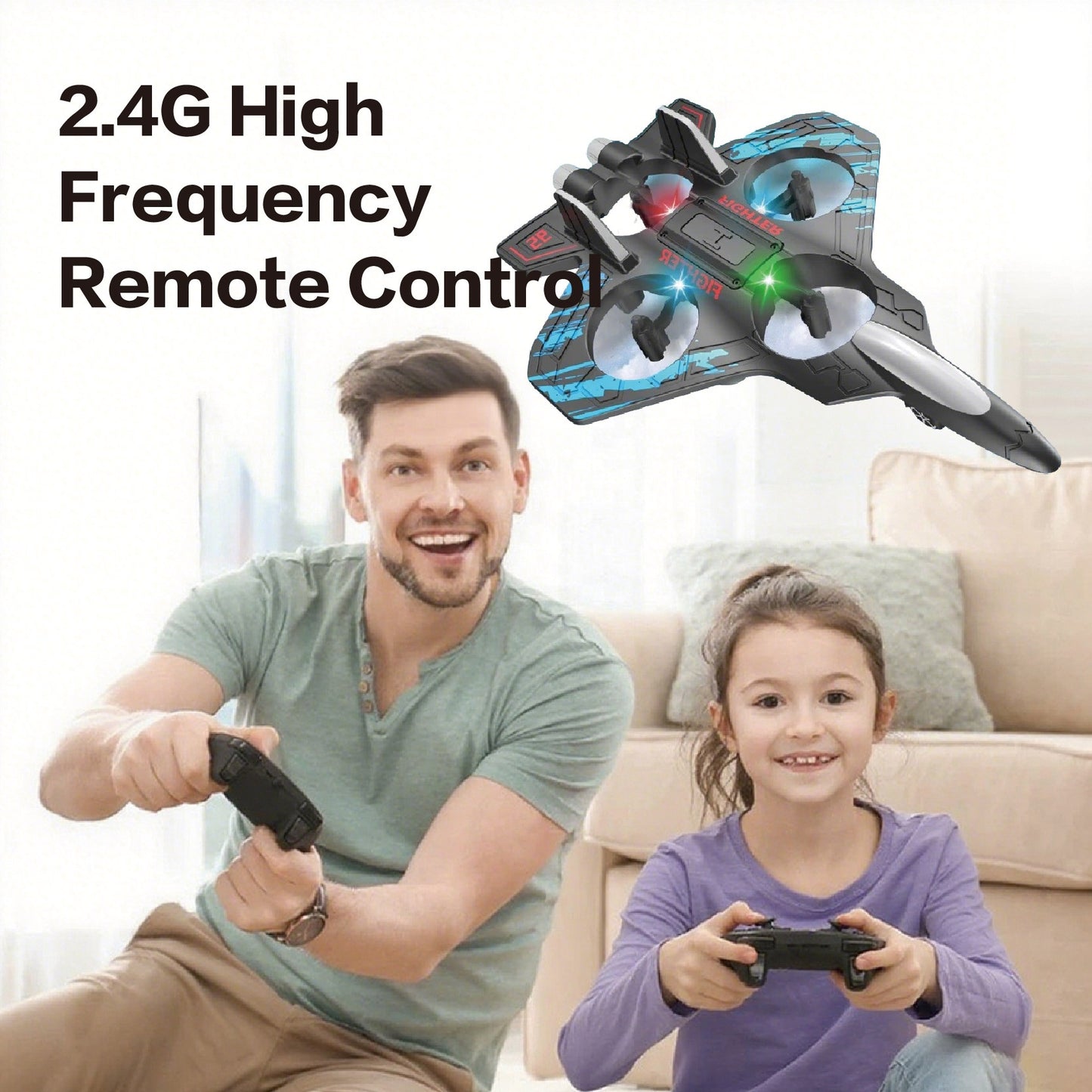 S2 RC Fighter Plane Drone with LED Lights & 360° Stunts | 2.4GHz Remote Control | Ages 14+